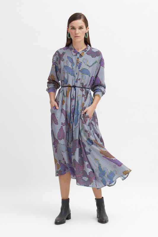 Sketsen Asymetric Print Shirt Dress Model Front Jena | SKETSEN PRINT