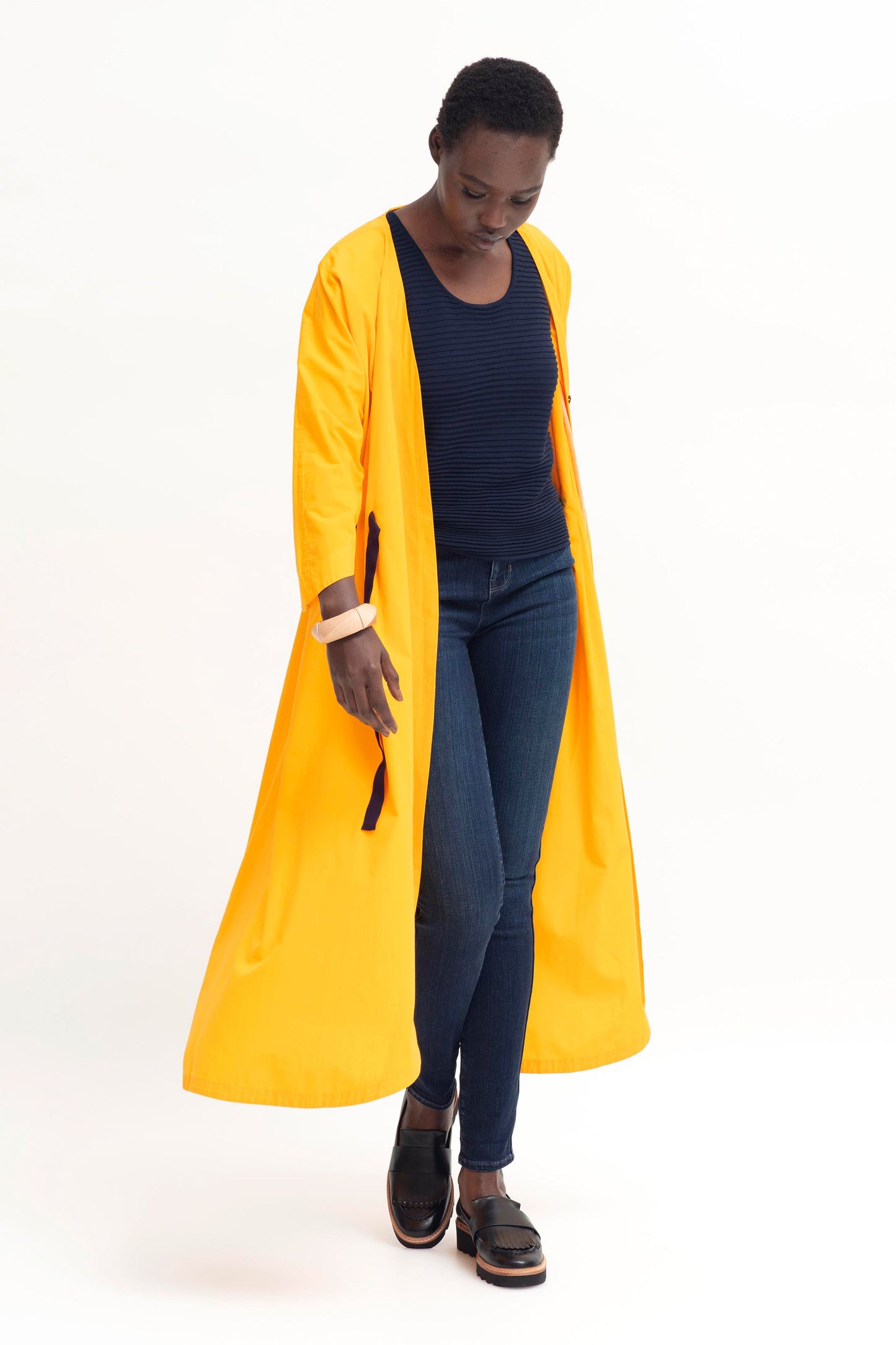 Vilda Organic Cotton Wrap Midi Tie-Waist Dress Model Worn as Duster Jacket | DANDELION