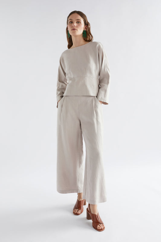 Ilona Wide Leg Linen Pant Model Front Jena | FLAX