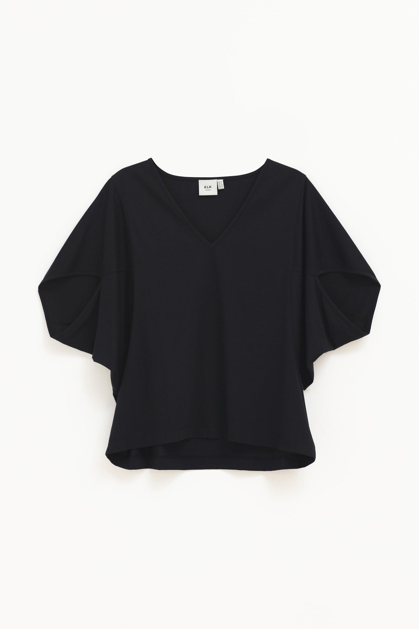 Nid Organic Cotton Jersey V-neck Tee Front | BLACK 