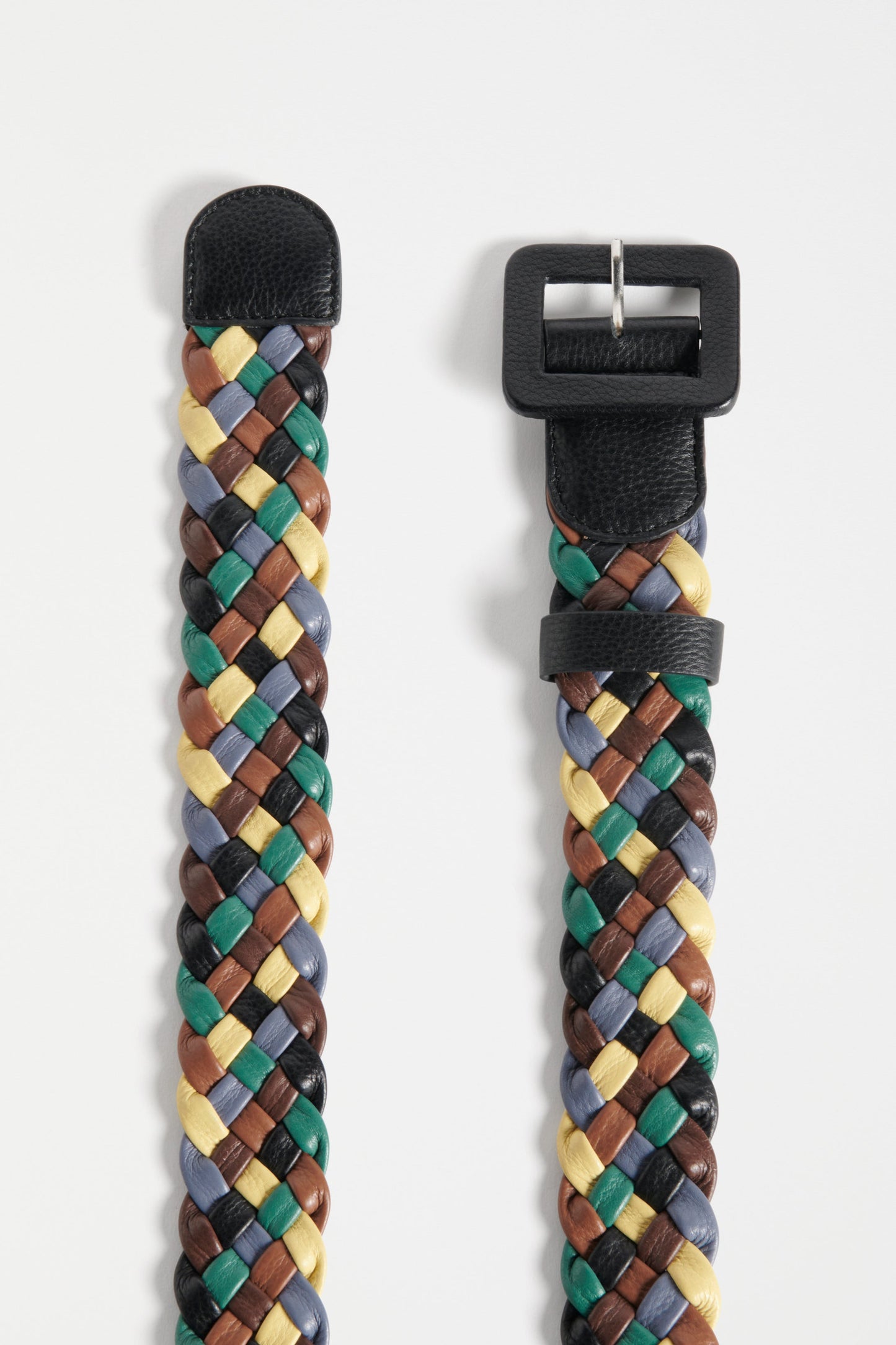 Syd Multi Coloured Leather Woven Belt GREEN