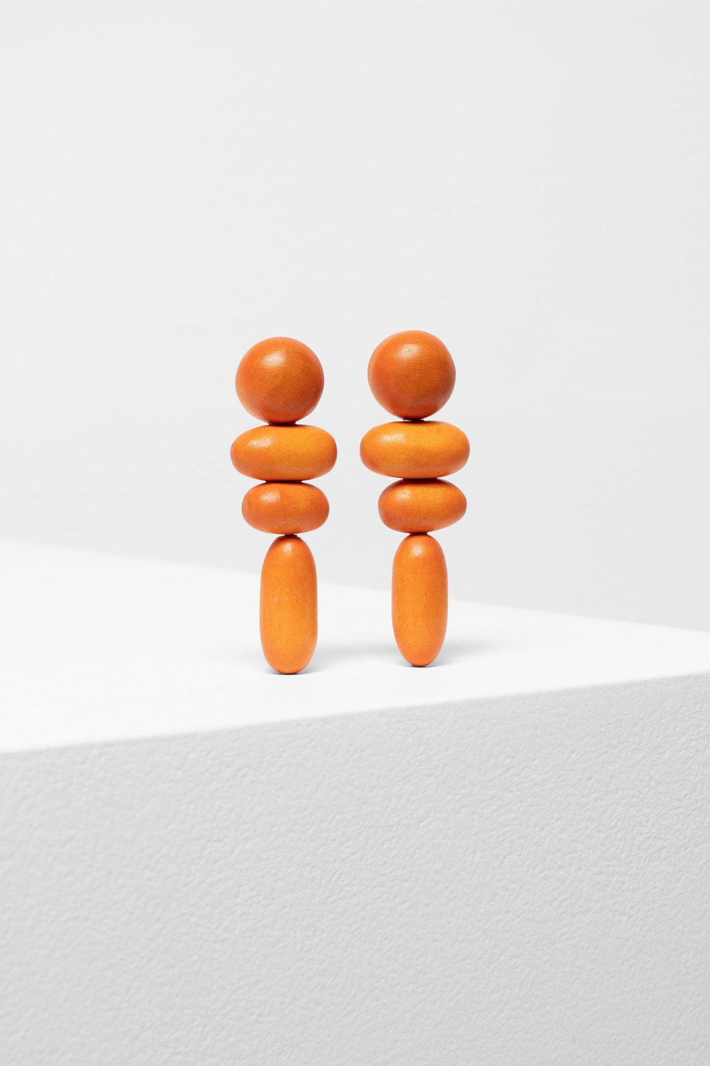 Harno Wooden Bead Stacked Statement Earring | TANGERINE