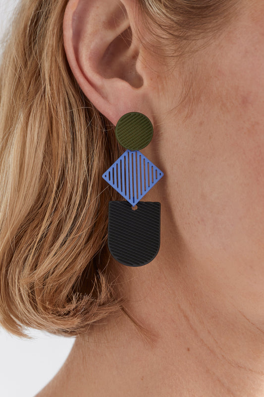 Ovek Geometric Coloured Drop Earring Crop | DARK CITRONELLE