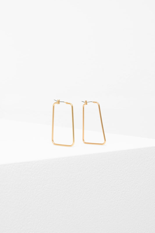 Nes Asymmetric Rectangle Hoop Fine Metal Earring | GOLD