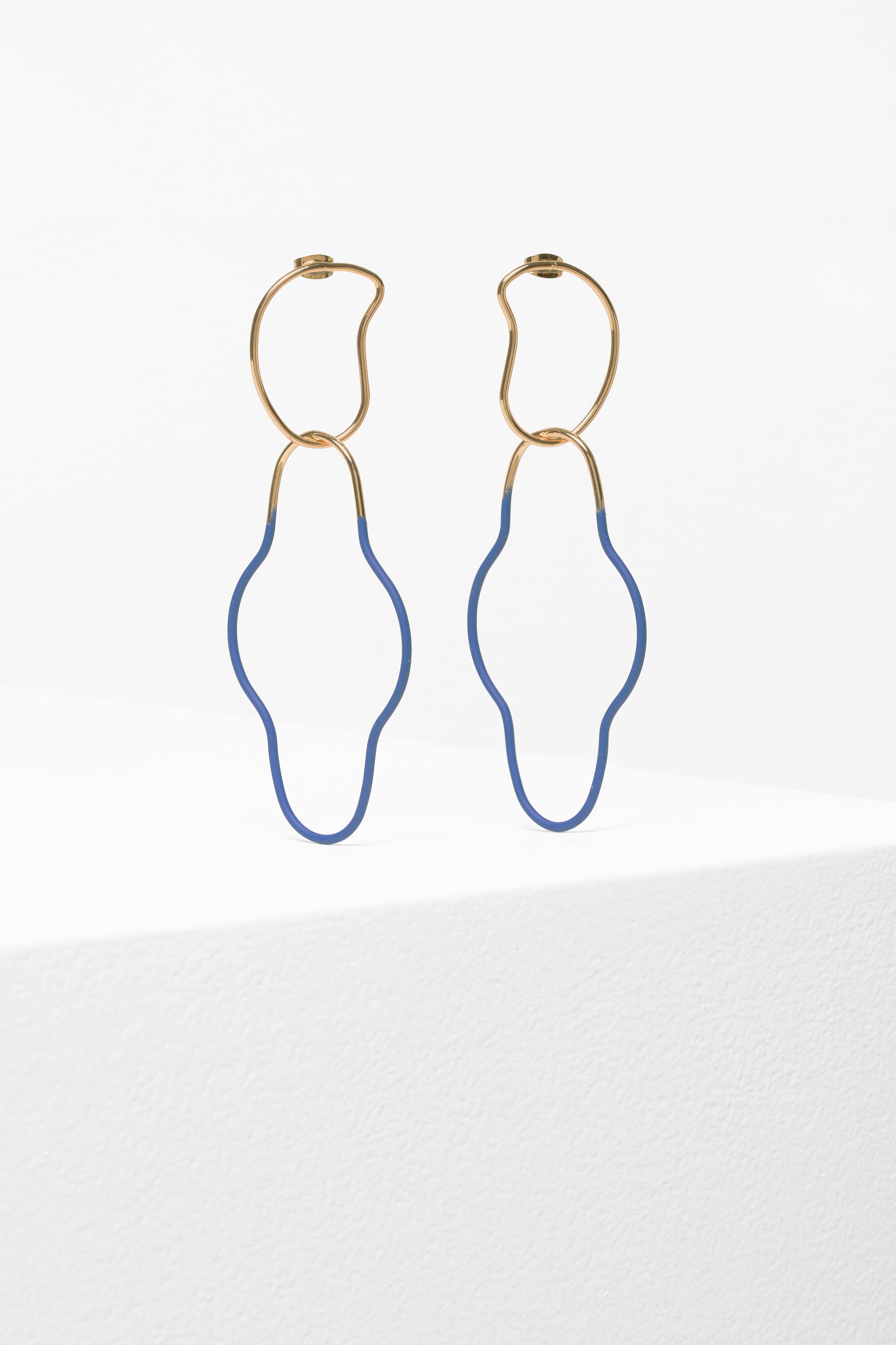 Byra Drop Earring Brass and Rubberised Coating ELECTRIC BLUE