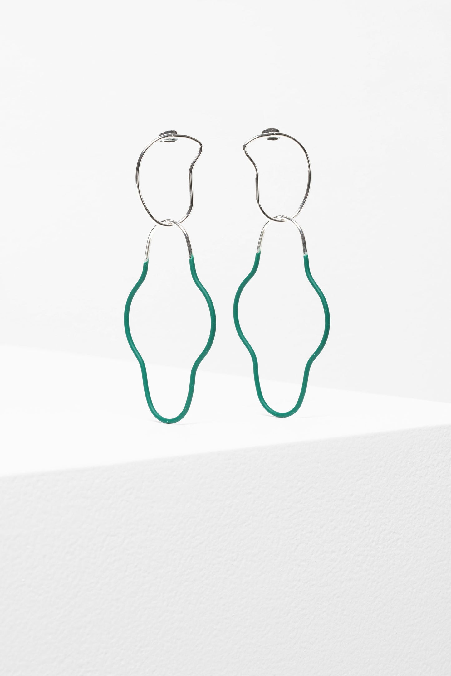 Byra Drop Earring Brass and Rubberised Coating JEWEL GREEN