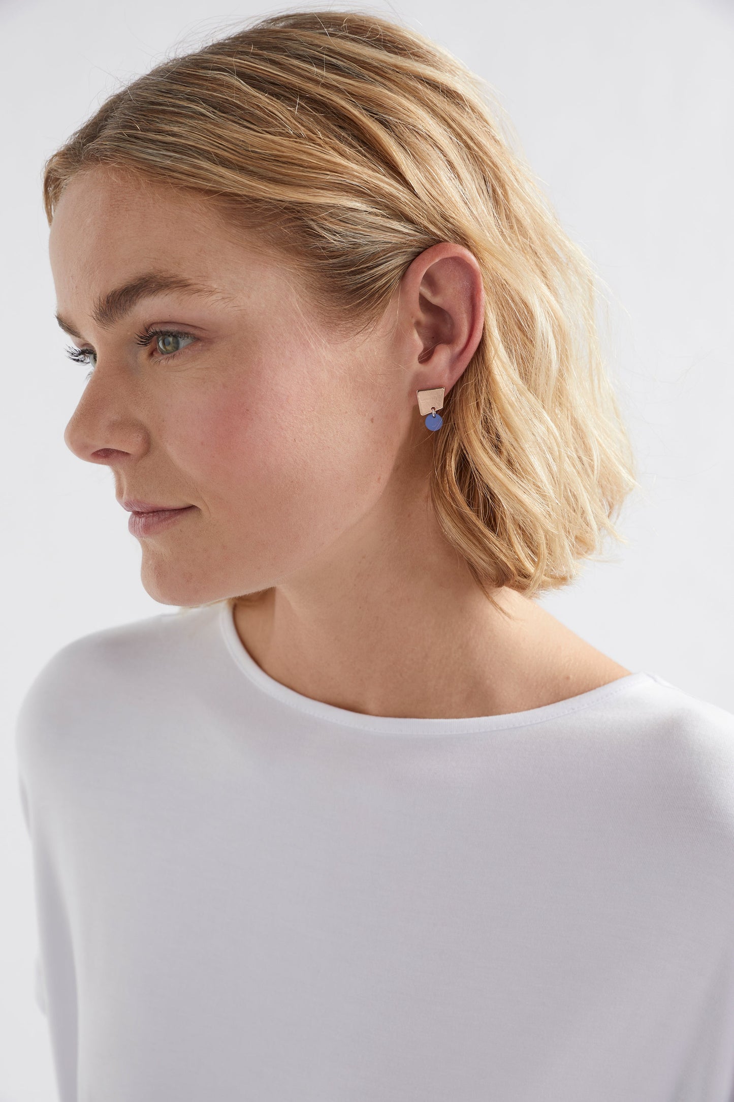 Colda Colour Coated Asymmetrical Stud Drop Small Earring model | ROSE GOLD