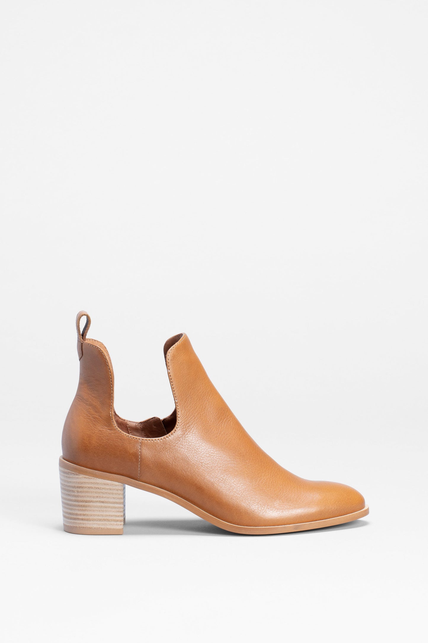 Valla Cut Out Heeled Leather Boot Side | TAN