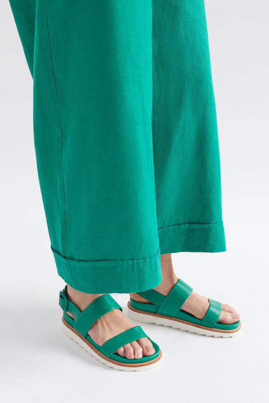 Spenn Chunky Sole Double Strap Sandal Angled Front Model | ALOE GREEN