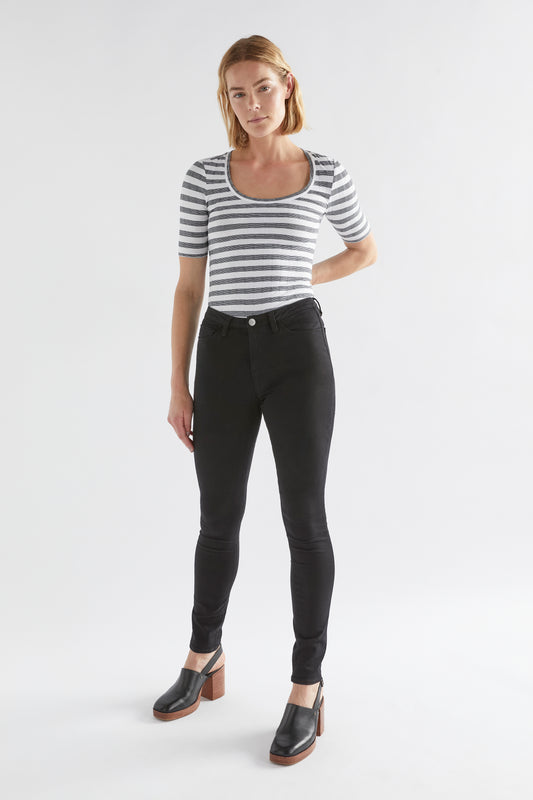 Oslo Black Denim Jeans Front On Model