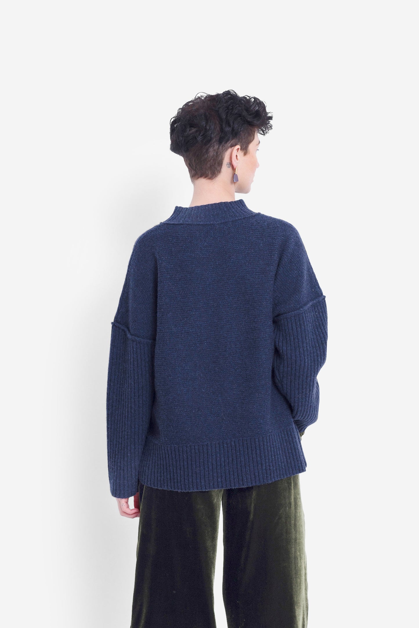 Eryka Turtle Neck Knit Sweater Model Back | DENIM