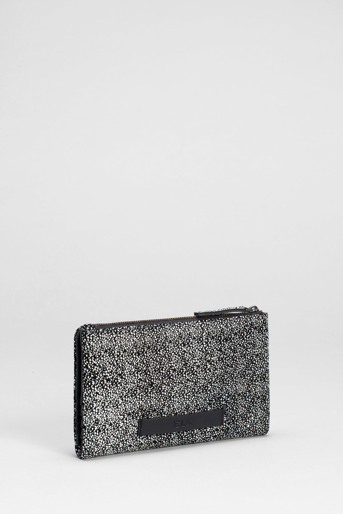 Hanna Leather Speckled Wallet Back BLACK WHITE