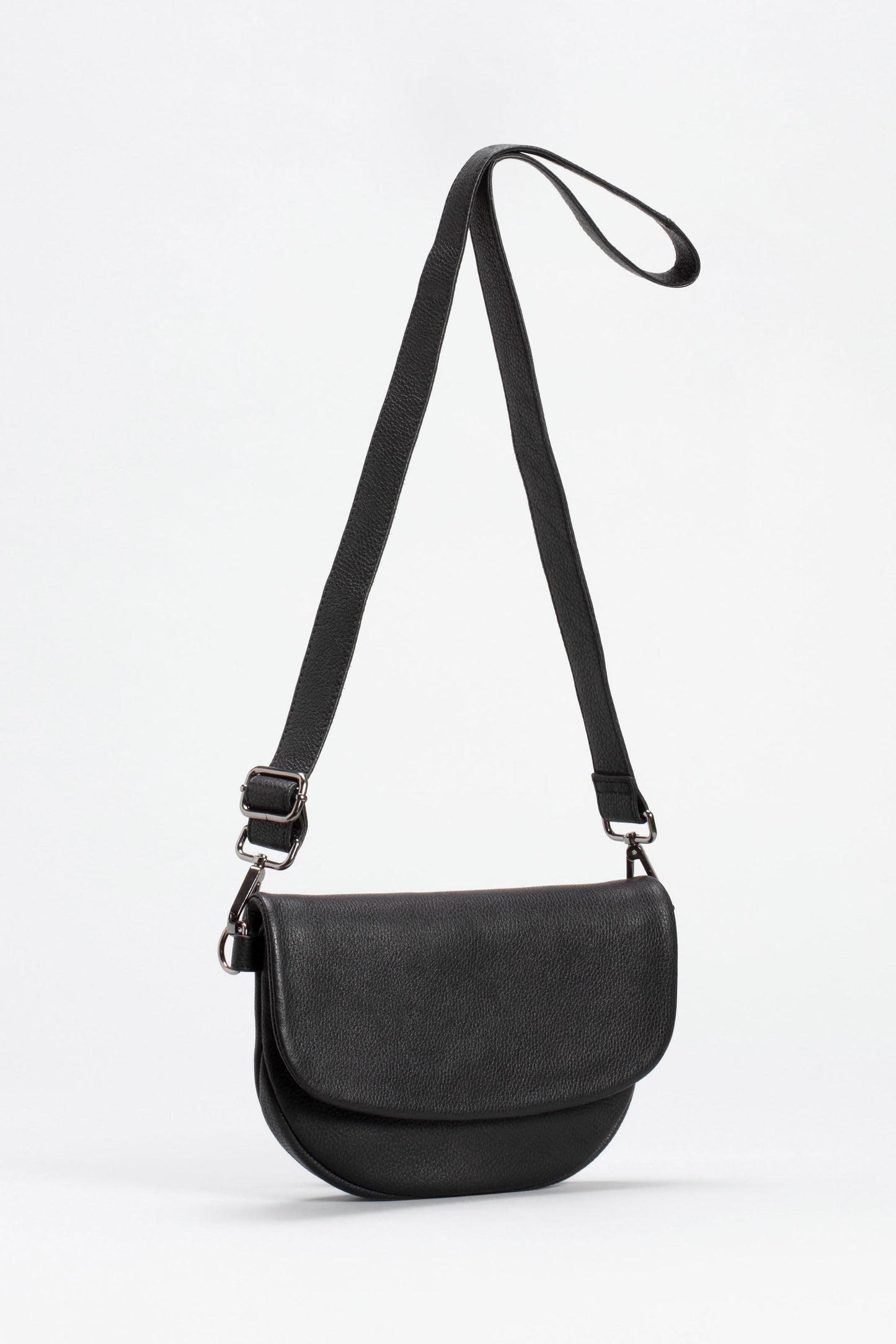 Otta Half Moon Leather Cross Body Bag front | BLACK