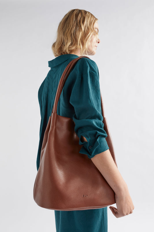 Orsa Vegan Leather Hand Bag Front Model | TAN