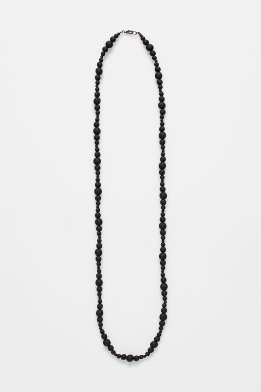 Olla Rubberised Matte Colour Coated Metal Bead Strand Necklace BLACK