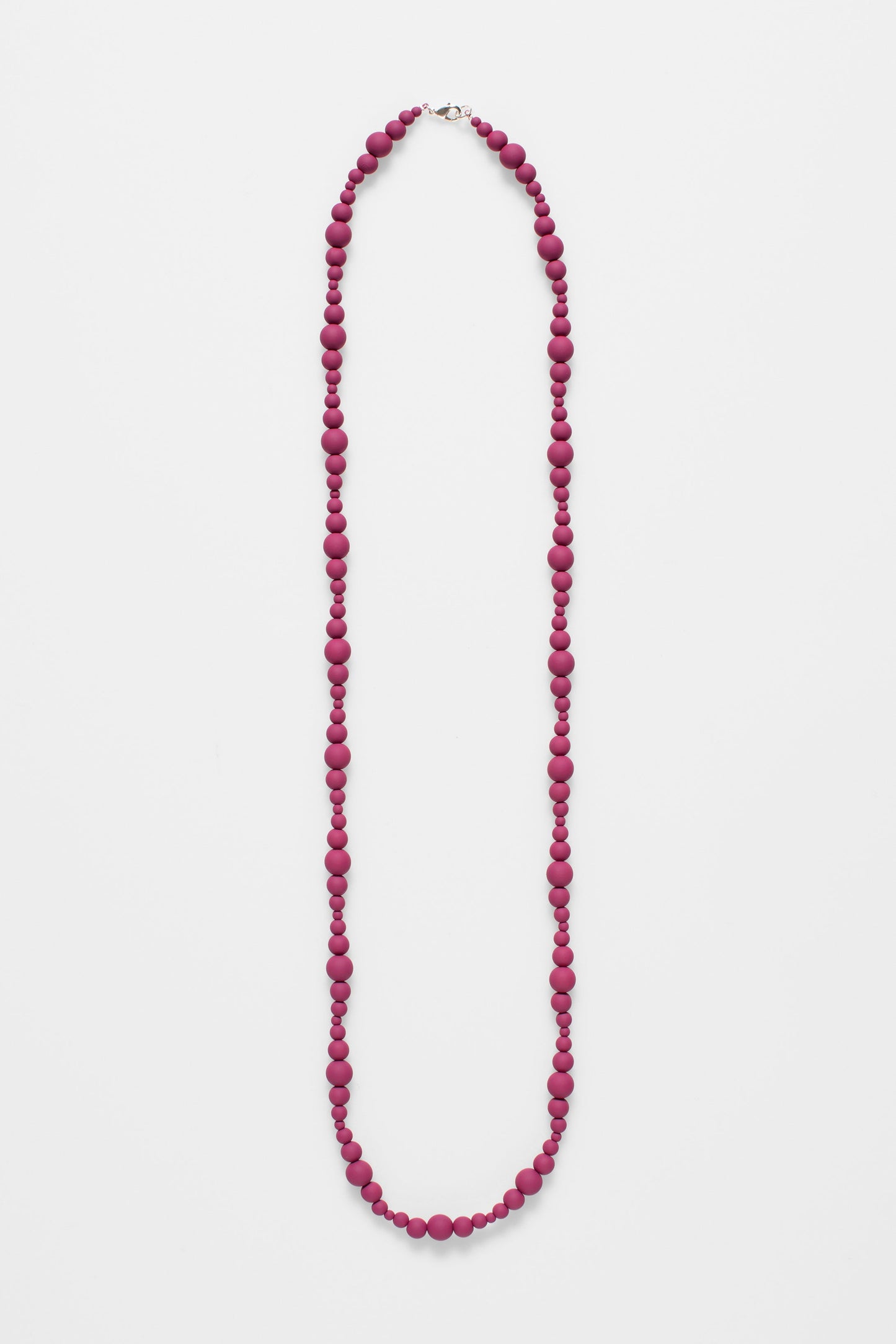 Olla Rubberised Matte Colour Coated Metal Bead Strand Necklace WILD BERRY