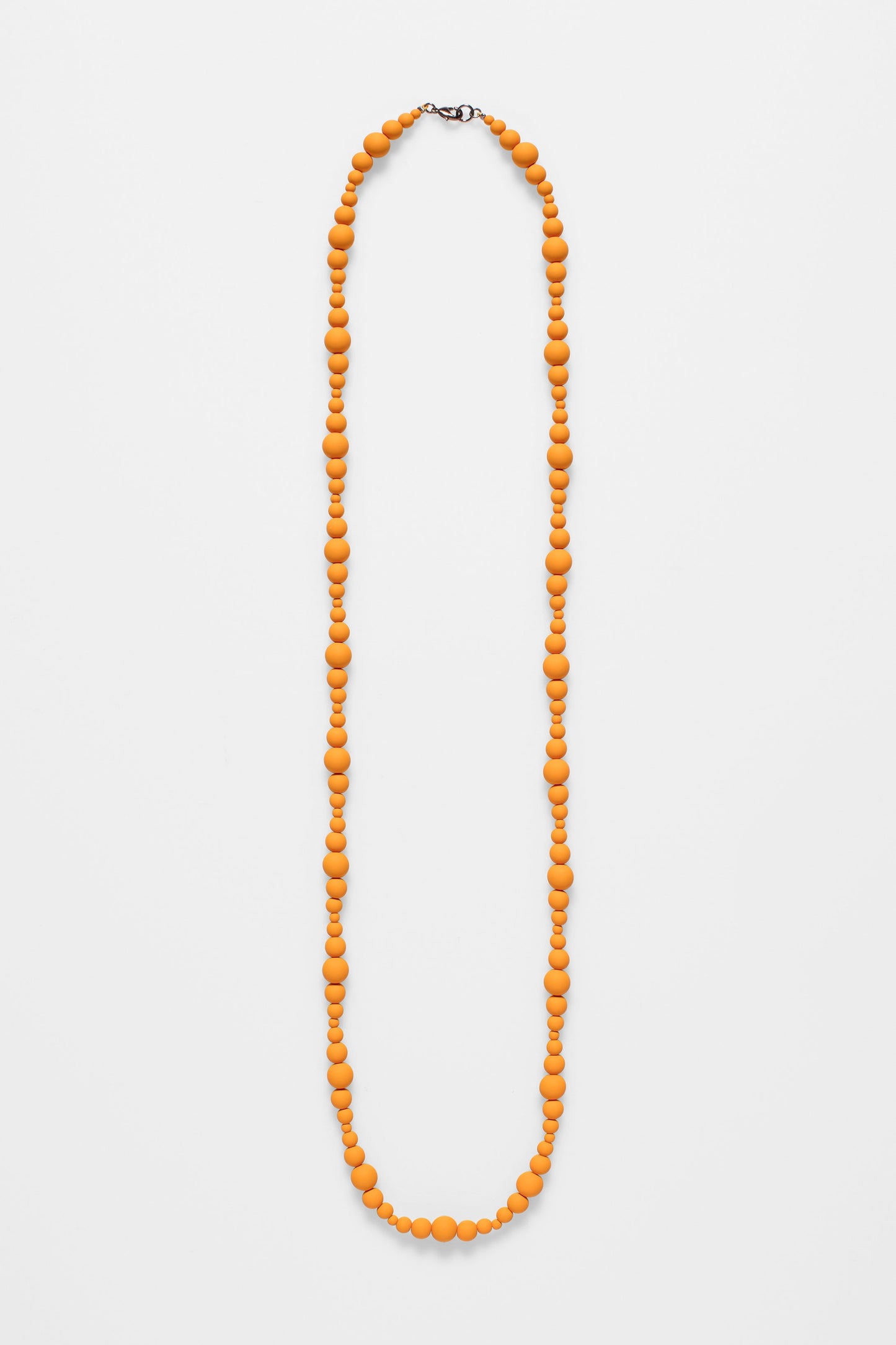 Olla Rubberised Matte Colour Coated Metal Bead Strand Necklace MANDARIN