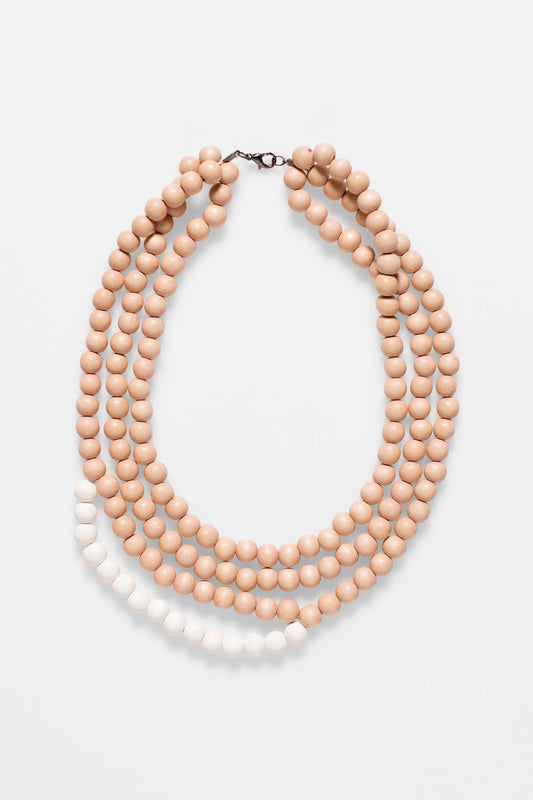 Lokke Multi Short Asymmetric Wooden Bead Necklace | NATURAL