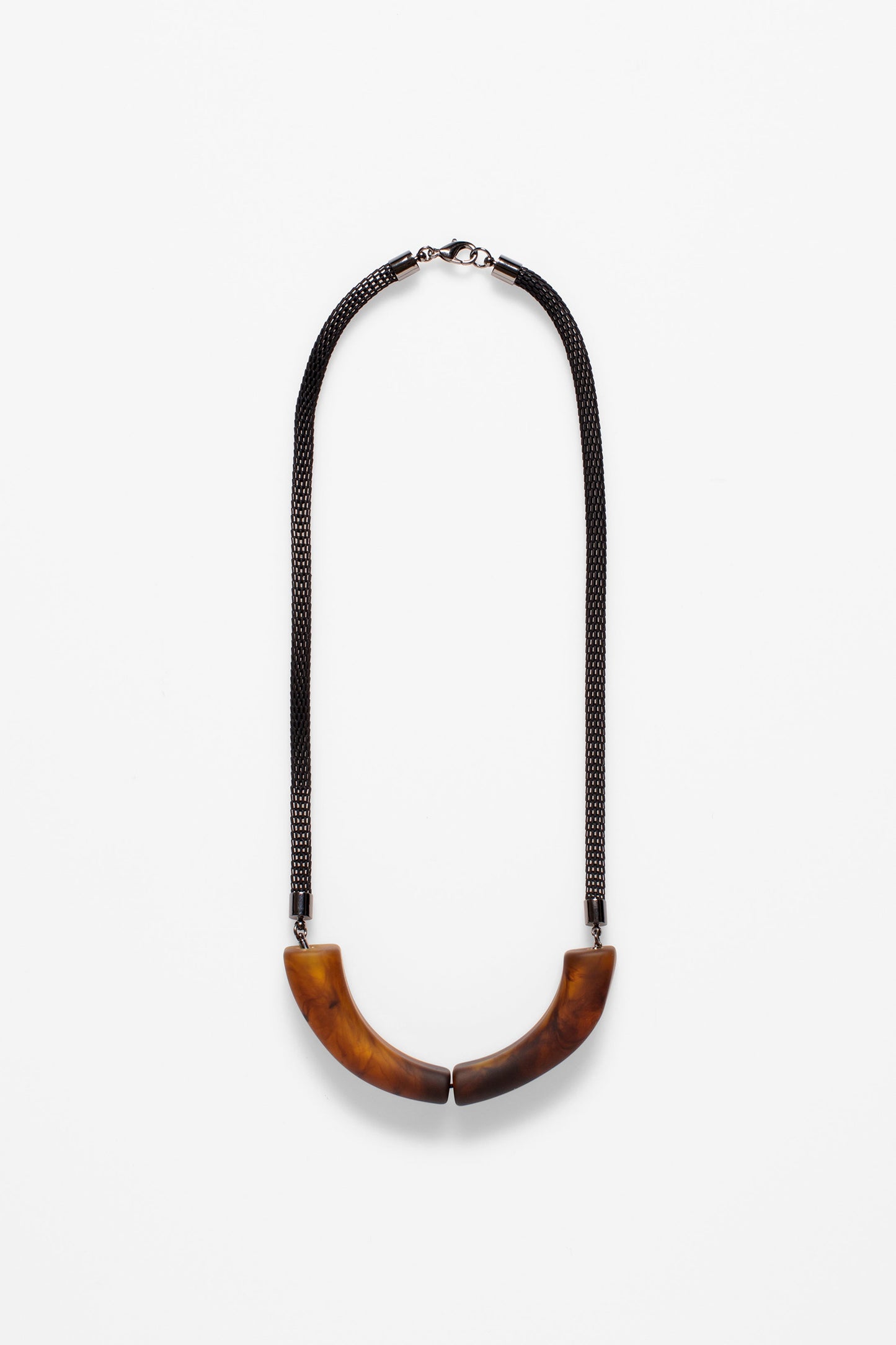 Aki Resin and Chain Mesh Statement Necklace | TORTOISE SHELL