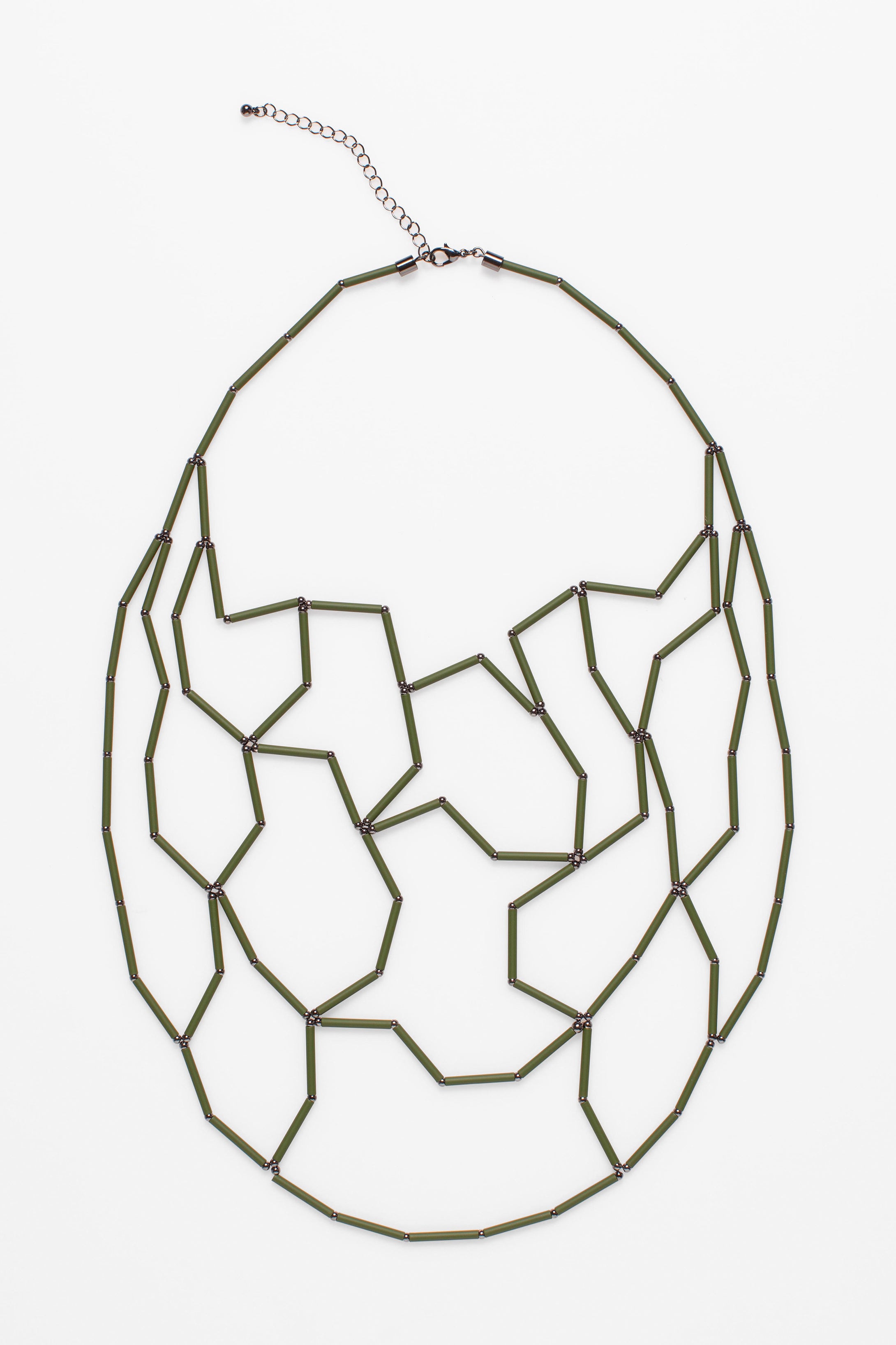 Zigg Statement Sculptural Colour Coated Bead Necklace | DARK CITRONELLE 