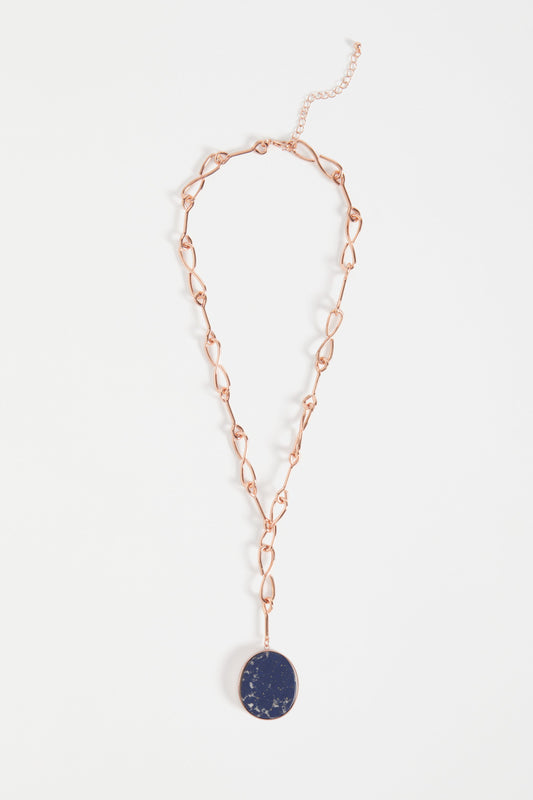 Kriis Gold Chain with Stone Pendant Necklace DEEP BLUE
