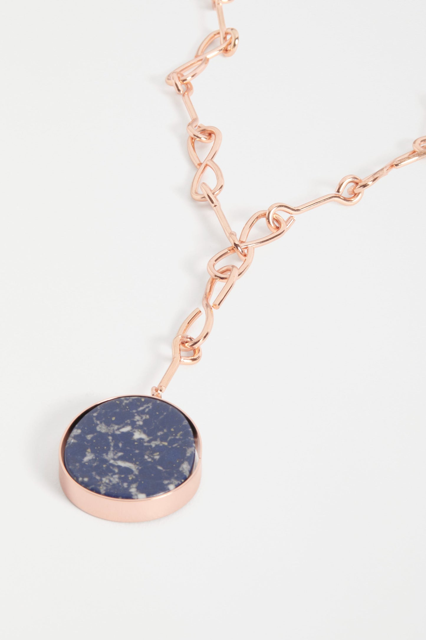 Kriis Gold Chain with Stone Pendant Necklace detail DEEP BLUE
