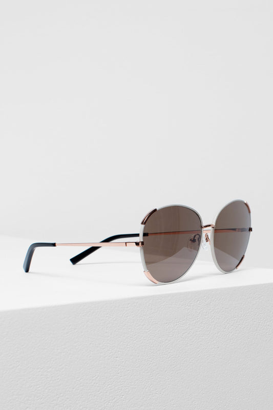 Velta Aviator Sunglasses Side Angled | White & Rose Gold